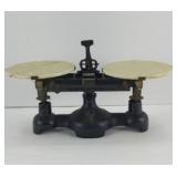 ANTIQUE SCALES CAST IRON BASE, MARBLE DAMAGED