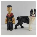 POPEYE & BULLDOG BANKS CAST IRON