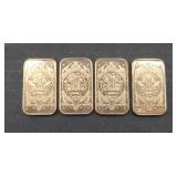 (4) COPPER BARS 1 OZ EACH