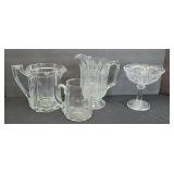 (3) PITCHERS & SMALL COMPOTE