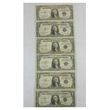 (6) $1 SILVER CERTIFICATES BLUE SEAL (5) 1935,