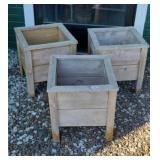 (3) WOOD PLANTERS