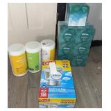 CLEANING PRODUCTS, GARBAGE BAGS & TISSUES