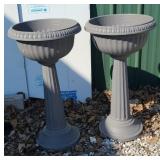 (2) FLOWER POTS ON STANDS, PLASTIC