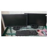 (2) MONITORS & KEYBOARD