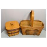 (2) LONGABERGER BASKETS W/ LID & INSERT