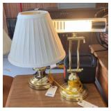 (2) BRASS FINISH DESK LAMPS ADJUSTABLE