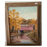 OIL ON CANVAS COVERED BRIDGE