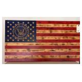 US NAVY FLAG ON WOOD