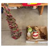(3) MUSIC BOX FIGURINES & CHRISTMAS DECOR