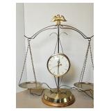 VINTAGE UNITED SCALE CLOCK, WOOD BASE NEEDS GLUED