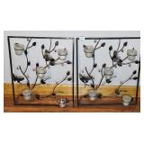 (2) WALL CANDLE HOLDER ART
