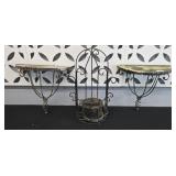 (2) METAL SHELVES, DECOR