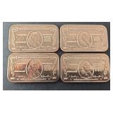 (4) 1 OZ COPPER BARS