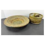 POTTERY PLATE AND BOWL