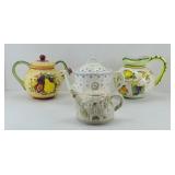 (3) TEA POTS, PITCHER