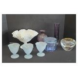 OPEN COMPOTE, (2) VASES & MORE