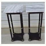 PAIR OF MARBLE TOP PLANT STANDS