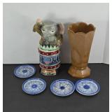 FRANKOMA VASE, ELEPHANT DECANTER (NO LID)