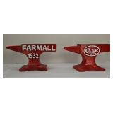 (2) ANVIL CAST IRON PAPERWEIGHTS: CASE & FARMALL