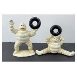 (2) MICHELIN MAN CAST IRON FIGURINES