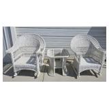WICKER ROCKERS & TABLE