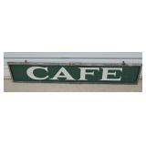 HEAVY PORCELAIN 2 SIDED CAFE SIGN - METAL FRAMED