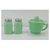 JADEITE GREEN JUICER, SHAKER SET