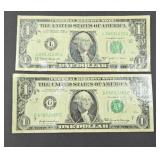 (2) $1 BILL 1963 1969 LAMINATED