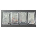(4) 1 OZ SILVER BARS .999