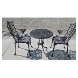 CAST METAL PATIO CHAIRS & TABLE