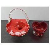 LAYERED GLASS BASKET, HEART CANDY DISH