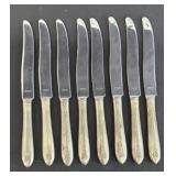 (8) STERLING SILVER KNIVES WITH STAINLESS BLADES
