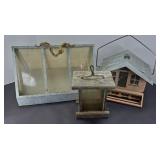 (2) BIRD FEEDERS, HERB GREENHOUSE