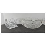 CRYSTAL SWAN SERVING DISH & SLEIGH
