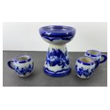 ERIKA WINKLER POTTERY CANDLE STAND & CUPS