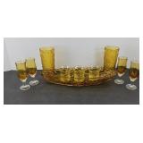 (2) TIARA GLASSES & OTHER AMBER GLASSWARE