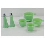 JADEITE GREEN MEASURING CUP SET, SHAKER SET