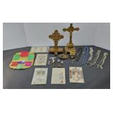 RELIGIOUS METAL DECOR, (5) ROSARIES