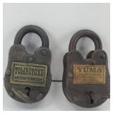 (2) PRISON LOCKS WITH KEYS - TOMBSTONE, YUMA