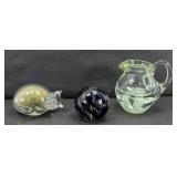(3) GLASS PAPERWEIGHTS