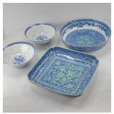 ORIENTAL SERVING BOWL, PLATTER, ASST BOWLS