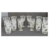 (6) LIBBEY SILVER LEAF GLASSES & OTHER STEMWARE