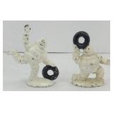 (2) MICHELIN MAN CAST IRON PAPERWEIGHTS
