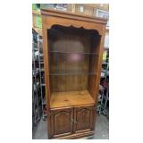 DISPLAY CABINET W/ GLASS SHELVES & LIGHT