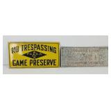 1970 BUGGY PLATE, NO TRESPASSING SIGN