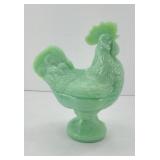 JADEITE GREEN ROOSTER ON NEST