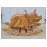SOLID WOOD RIDE ON ROCKING PIG