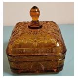 AMBER TIARA COVERED CANDY DISH