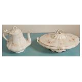 ENGLISH CHINA COFFEE POT & SERVING DISH